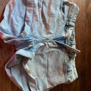Light wash ripped shorts